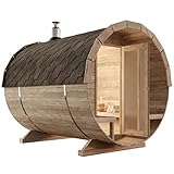 FinnTherm Fasssauna Saunafass Außensauna Carrie 2 Sitzbänke aus Holz Wandstärke 42 mm